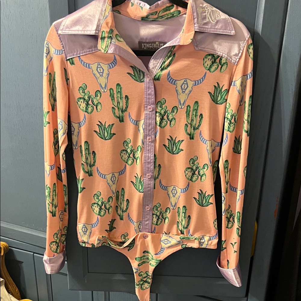 Women's Cactus Print Bodysuit - Pink